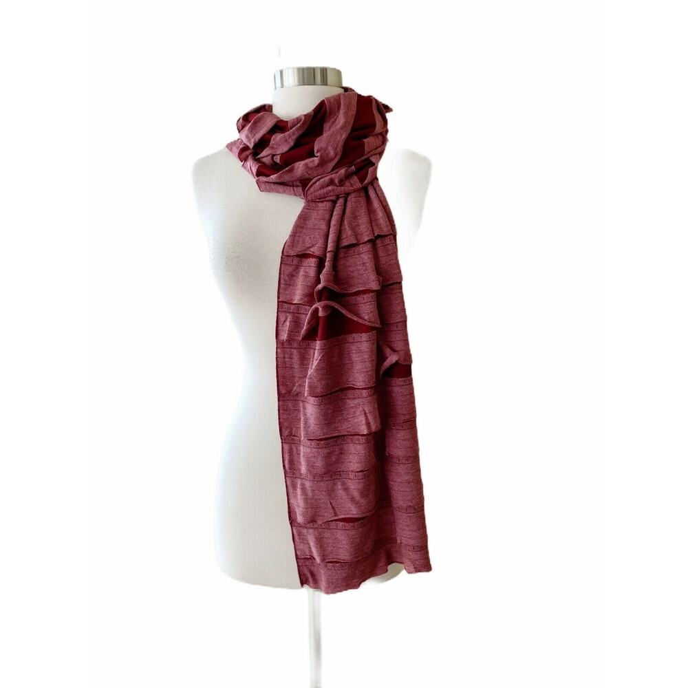 Italian Jersey Neck Scarf Shutter Style Italy Pink/Burgundy Oblong Rectangle EUC